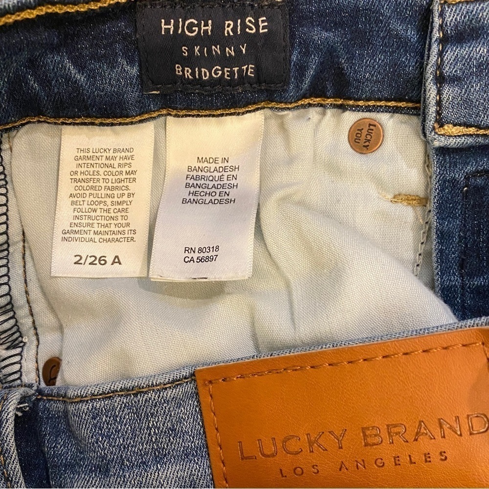 Lucky Brand 2/26 Bridgette High Rise Skinny Ankle Jeans Fray Hem Button Fly - Picture 9 of 14